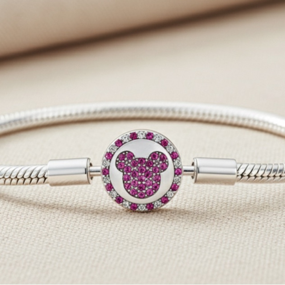 Silver and Pink Mickey Mouse Bracelet